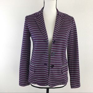 Talbots navy and pink striped blazer petite S